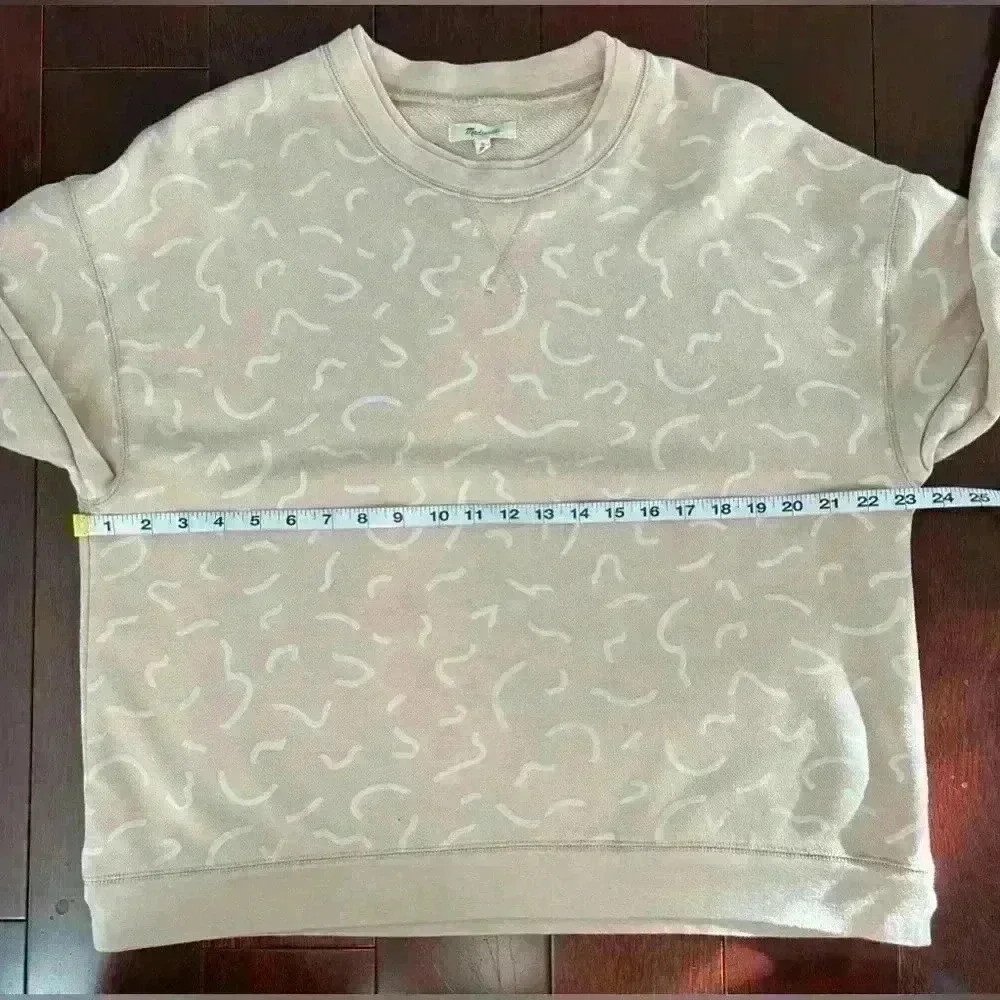 Madewell Women’s Light Pink Bold Squiggle Double Crew Neck Sweatshirt Size Large - Picture 6 of 6